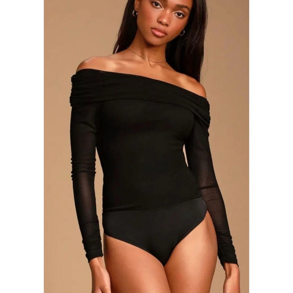 Lulus Black Off-Shoulder Women's bodysuit